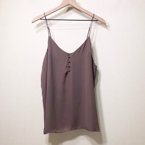 Lumiere Stone Brown Buttons Trim Top